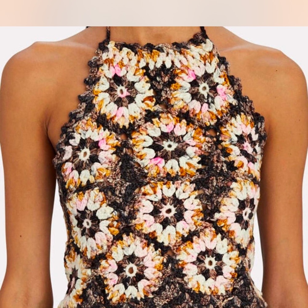 Crochet Halter Top with Floral Pattern